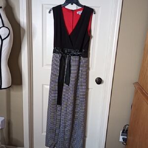 Shelby & Palmer Houndstooth Romper Jumper Split Leg w/ faux leather Belt 14